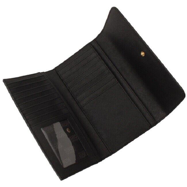 Michael Kors Jet Set Travel Large Tri-fold Saffiano Leather Wallet-black