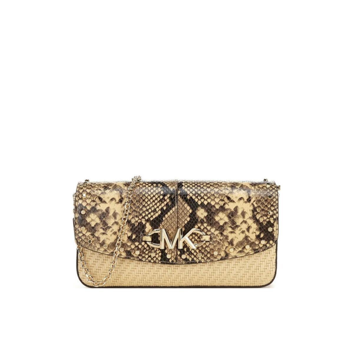 Michael Kors Izzy Large Clutch Crossbody Convertible in Natural Gold Cha