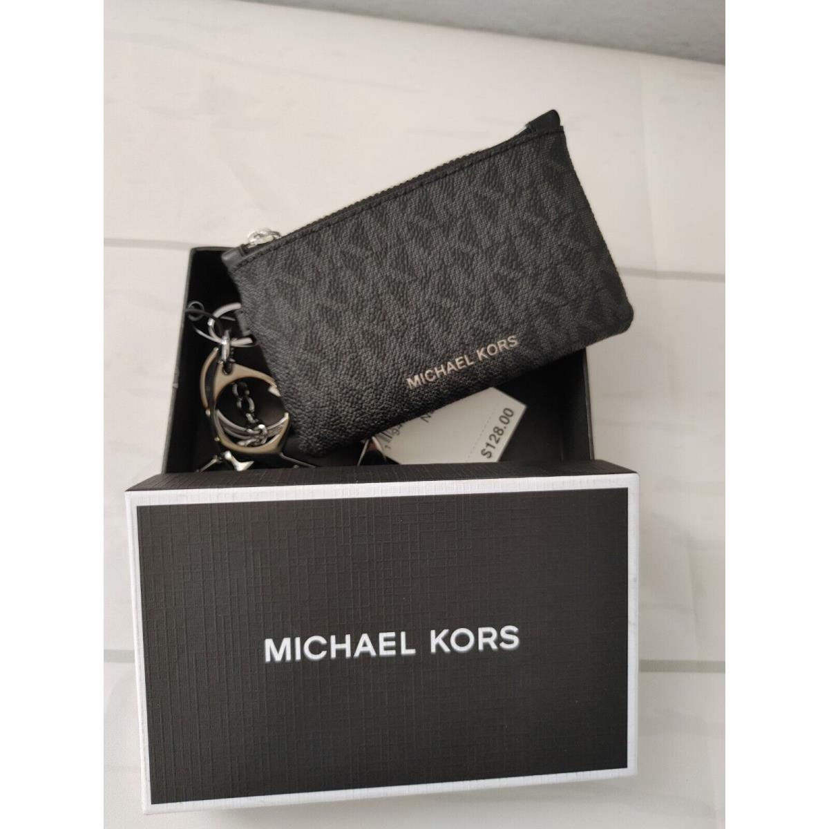 Michael Kors Keychain No Touch with Pouch Cardholder Black Logo Box Set