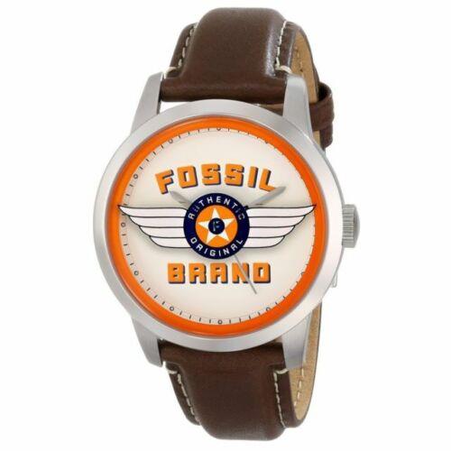 Fossil Townsman Graphic Dial Stainless Steel Leather Quartz Mens Watch FS4896