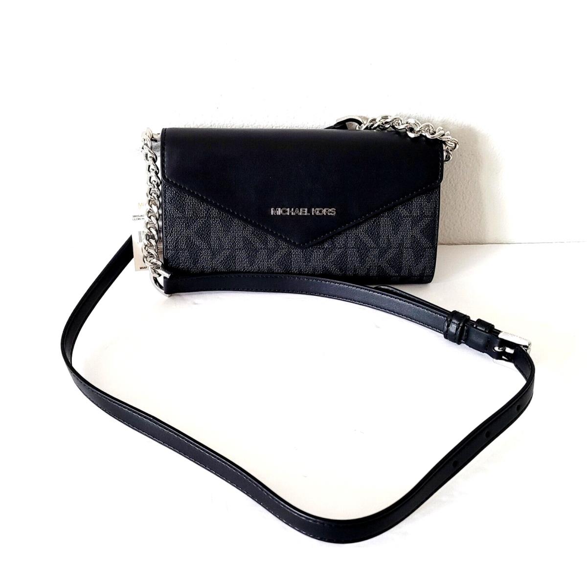 Michael Kors Jet Set Large Signature Envelope Crossbody Wallet Black