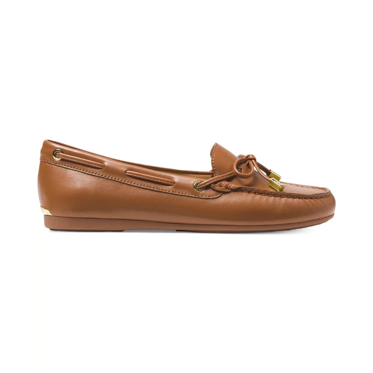 Michael Kors Sutton Moc Soft Leather Women`s Flat Loafers Brown Shoes SZ 10