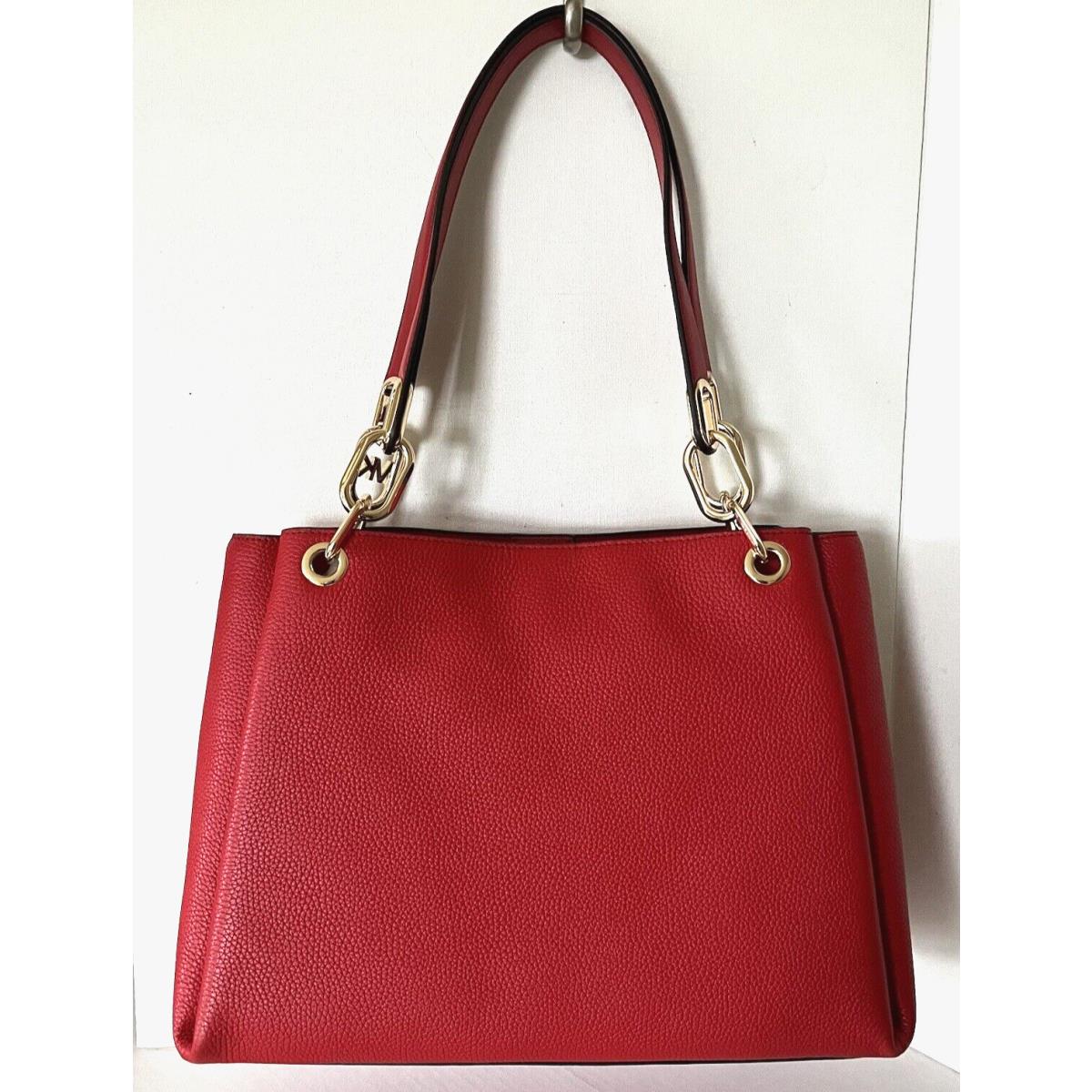 Michael Kors Trisha Large Triple Gusset Shoulder Bag Bright Red / Dust Bag