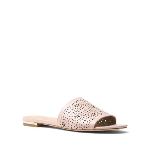 Michael Kors Shelly Leather Slides Soft Pink Women`s Size 8.5