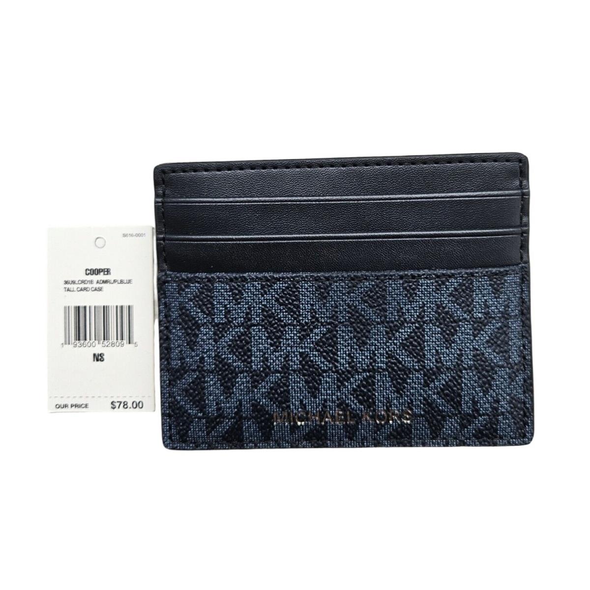 Michael Kors Cooper Unisex Fashion Credit Card Id Holder Wallet in Black Blue