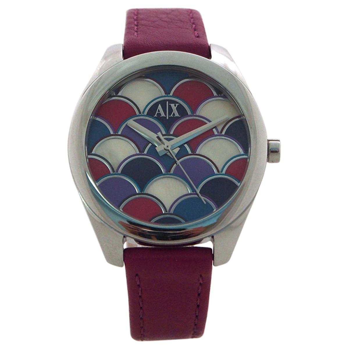 Armani Exchange AX5523 Geo Purple Leather Watch 1 Pc Watches