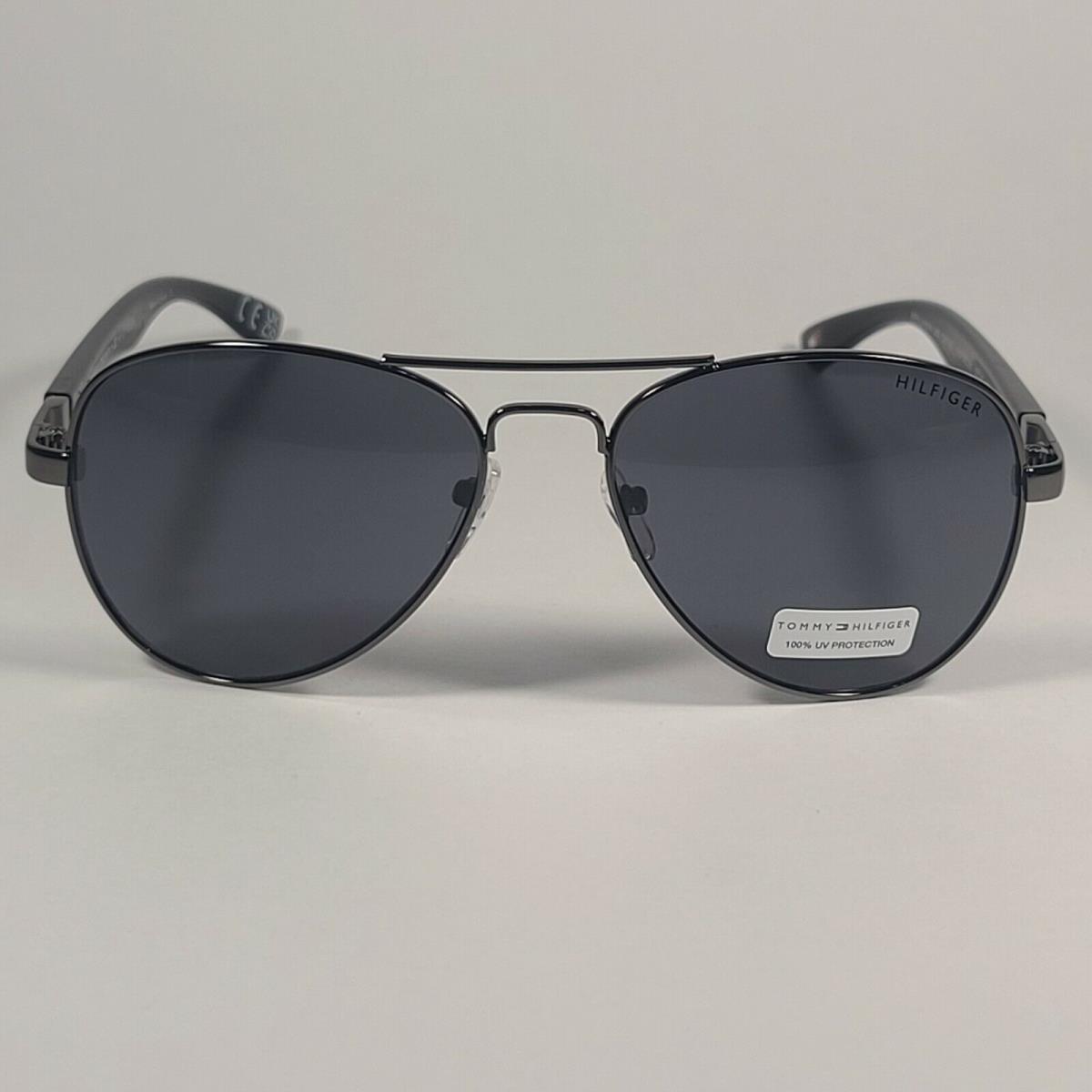 Tommy Hilfiger Benjamin MM OM186 Aviator Sunglasses Gunmetal Black Frame Gray