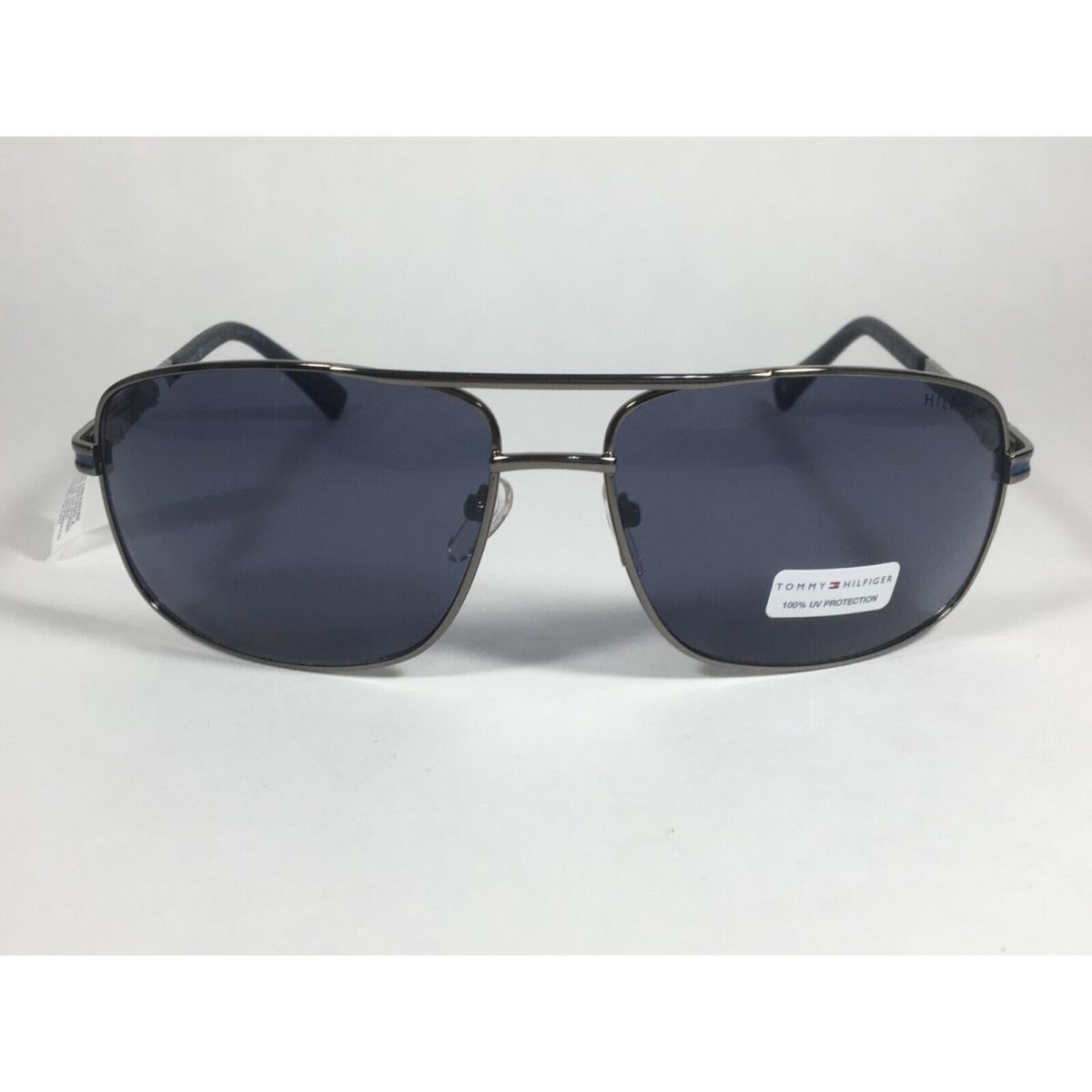 Tommy Hilfiger Phillip MM OM224 Rectangular Sunglasses Gunmetal Blue Gray Lens