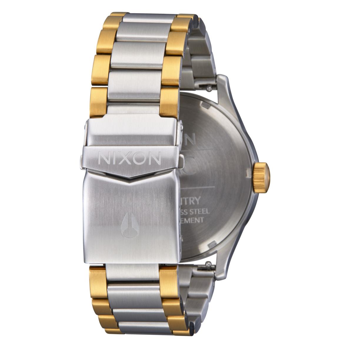 Nixon x 2Pac Tupac Sentry Two Tone 42mm Watch A1379-5196 - Dial: Black, Band: Gold, Silver, Bezel: Gold