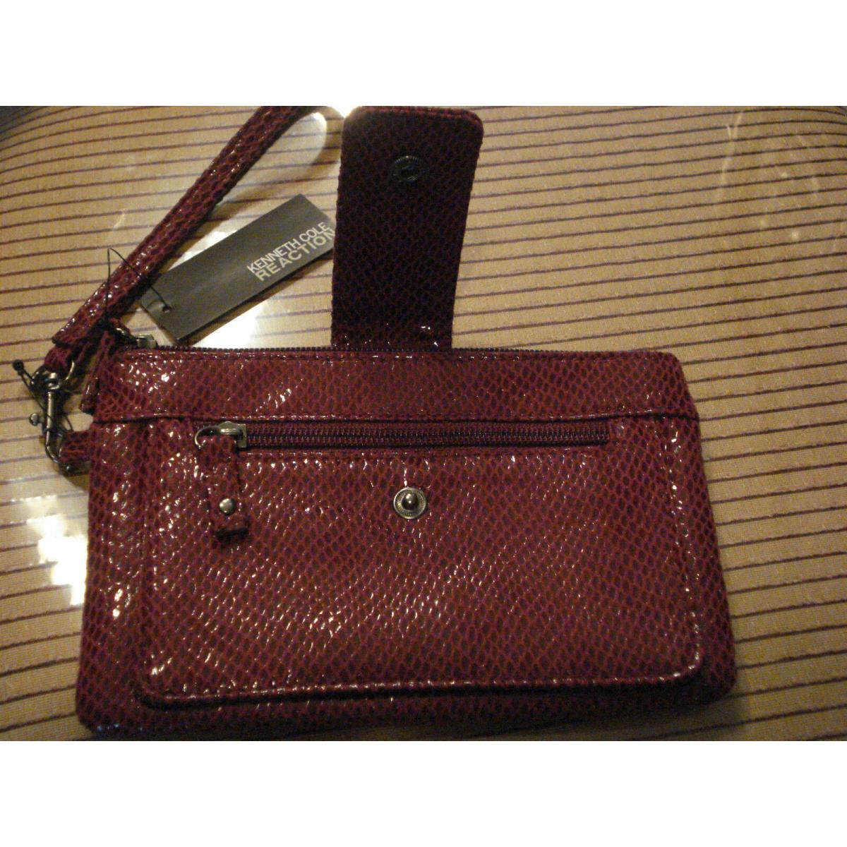 Cool and Cute Kenneth Cole Plum Snakeskin Embossed Leather Like Wristlet