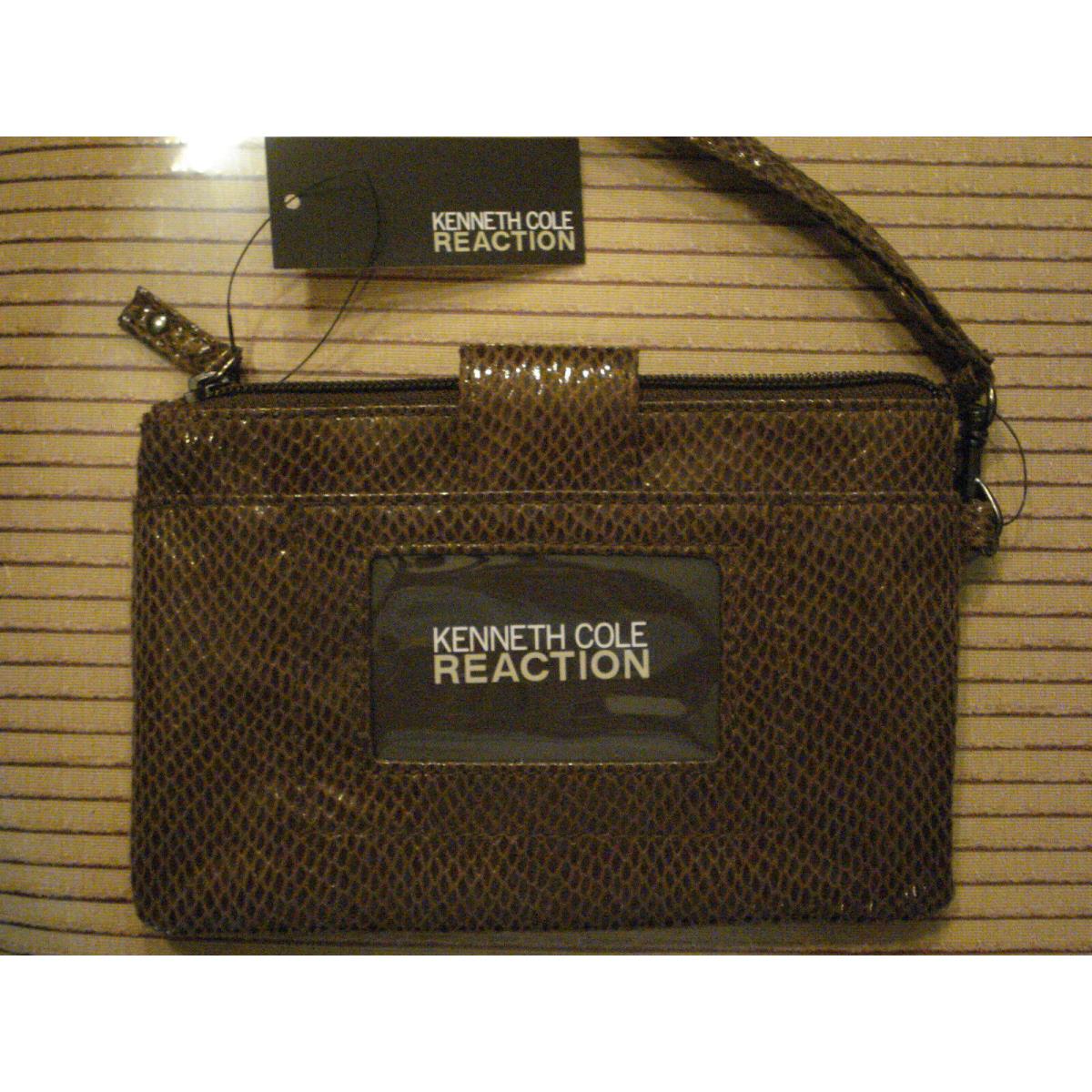 Cool and Cute Kenneth Cole Brown Snakeskin Embossed Leather Like Wristlet