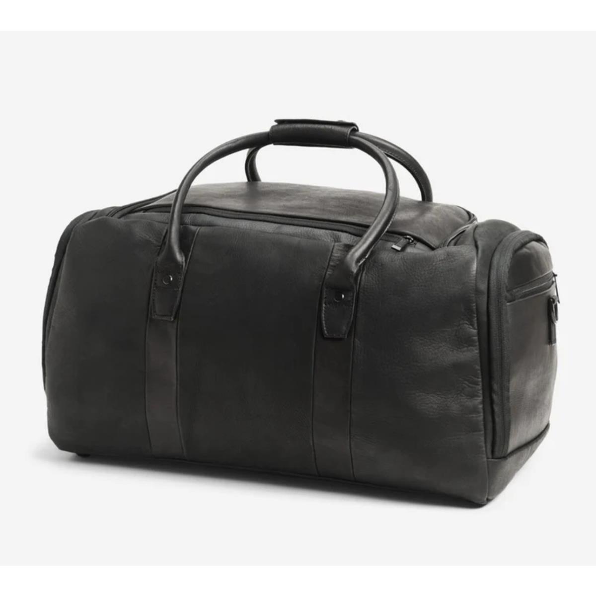 Kenneth Cole Reaction B9212 Mens Black Leather U-shape Zipper Top Duffel Bag 20