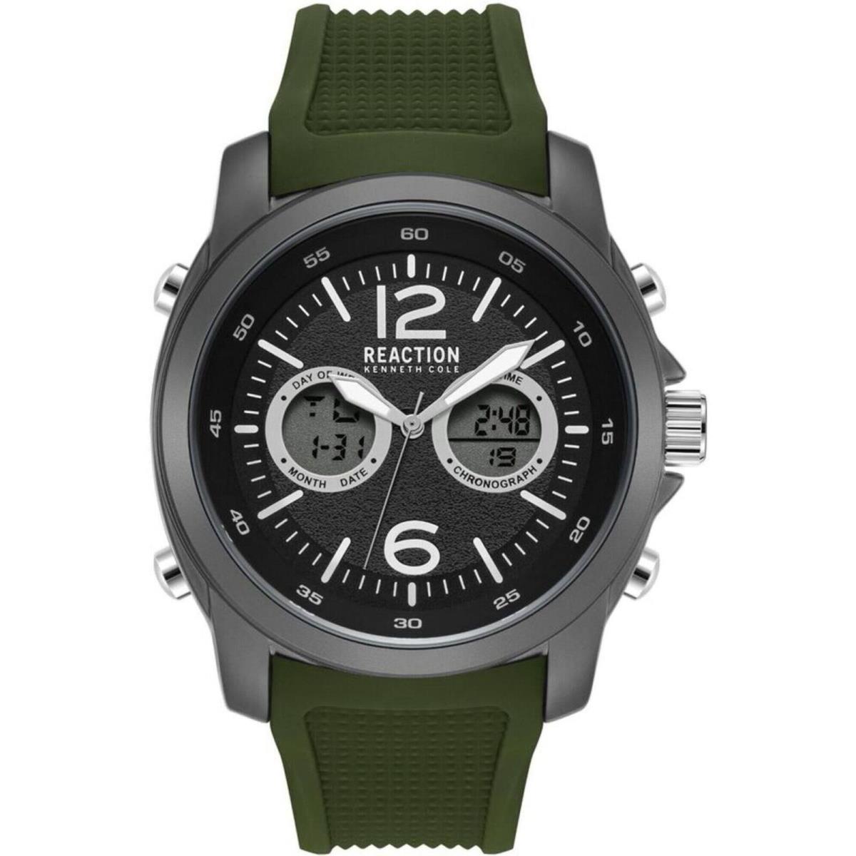 Kenneth Cole Reaction Men`s Watch Analog Digital Green Strap KRWGP2188302