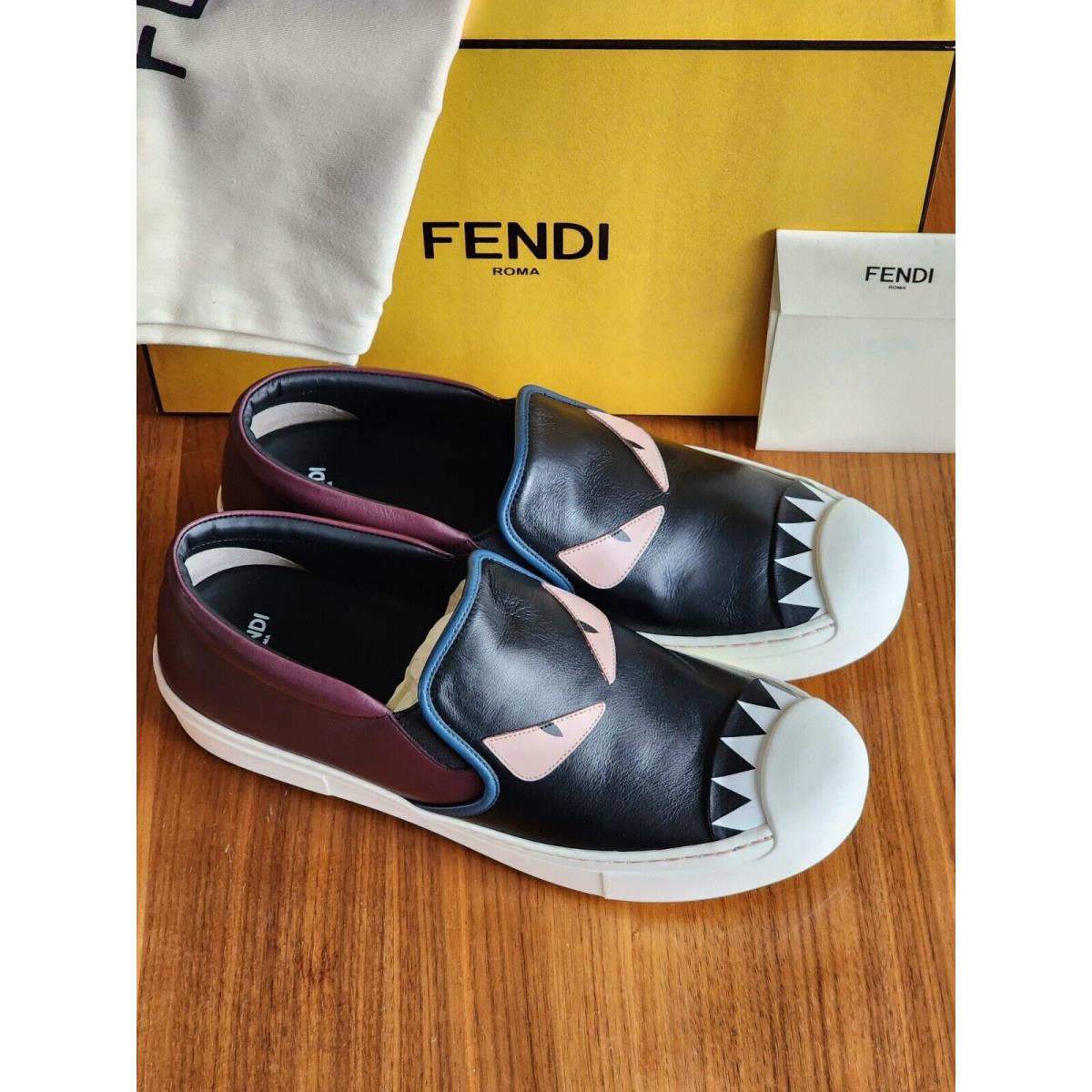 Women`s Fendi Monster Slip On Leather Sneakers 38.5/8.5