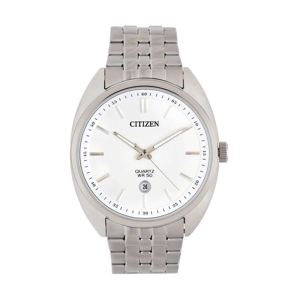 Citizen Quartz White Dial Stainless Steel Men`s Watch BI5090-50A - White