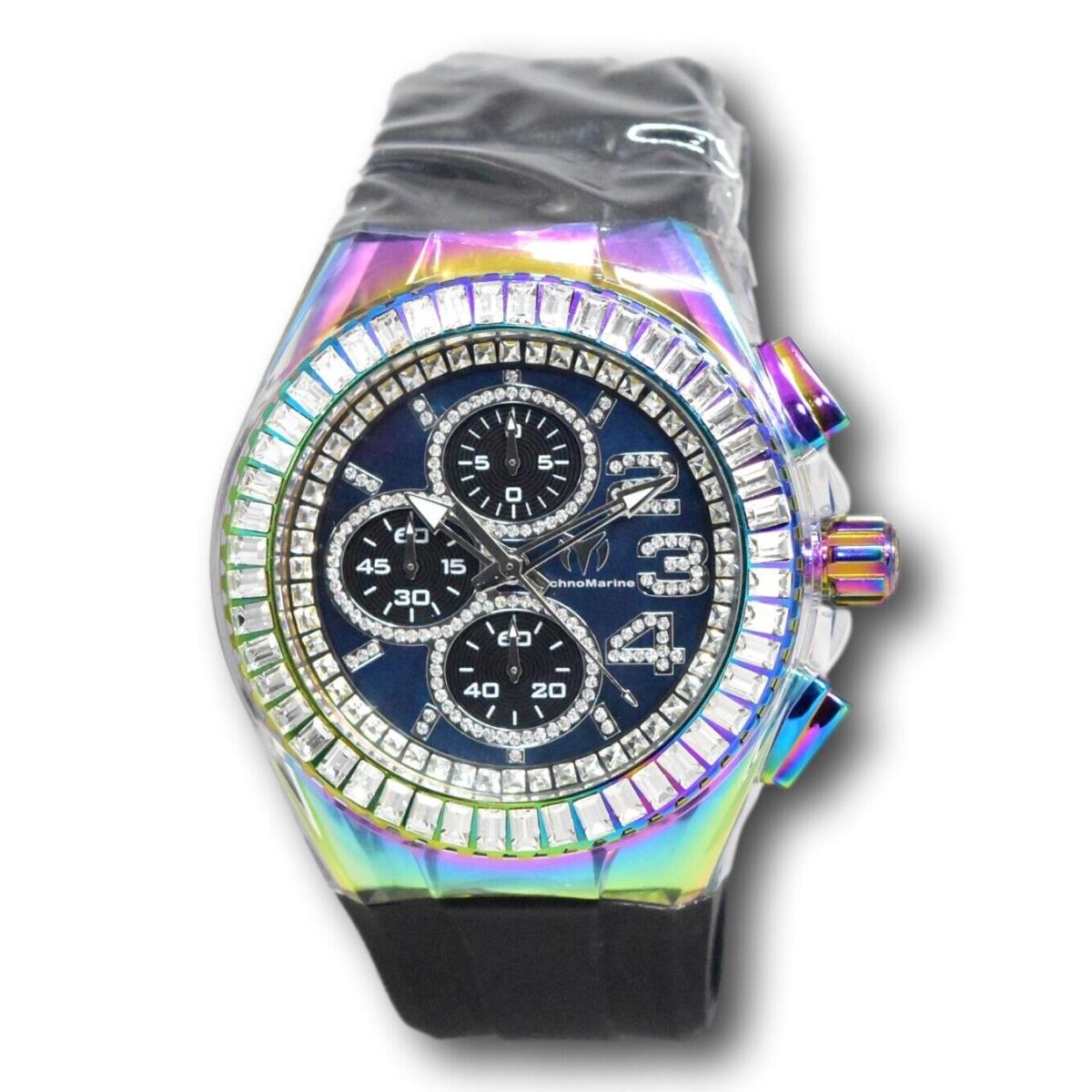 Technomarine Cruise Glitz Men`s 45mm Rainbow Crystals Chrono Watch TM-121033