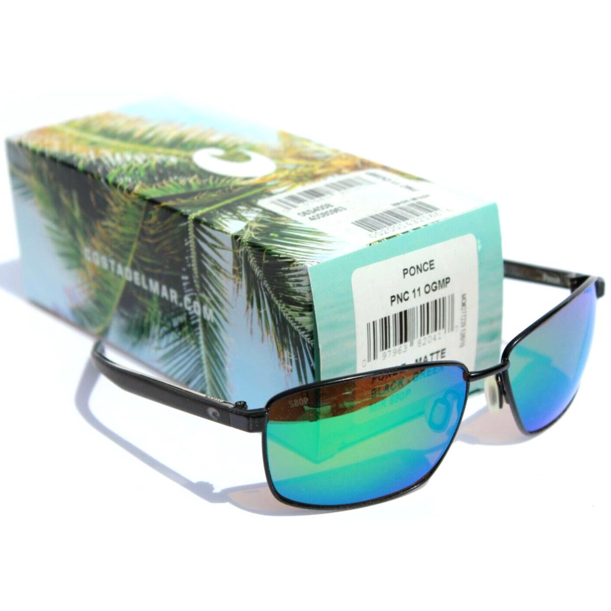 Costa Del Mar Ponce Polarized Sunglasses Matte Black/green Mirror 580P