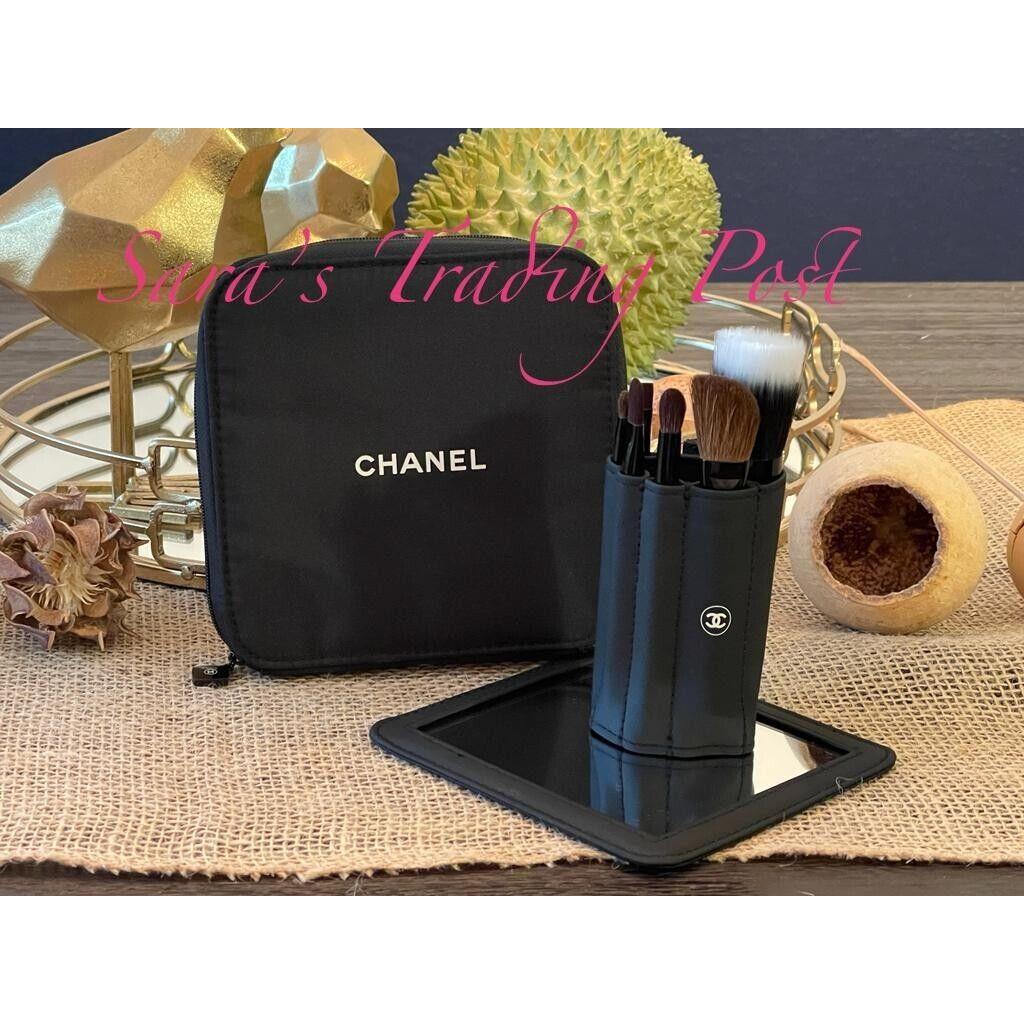 1 Chanel Collection 6 Essential Mini Brush Makeup Set W/mirror+bag+pouch +