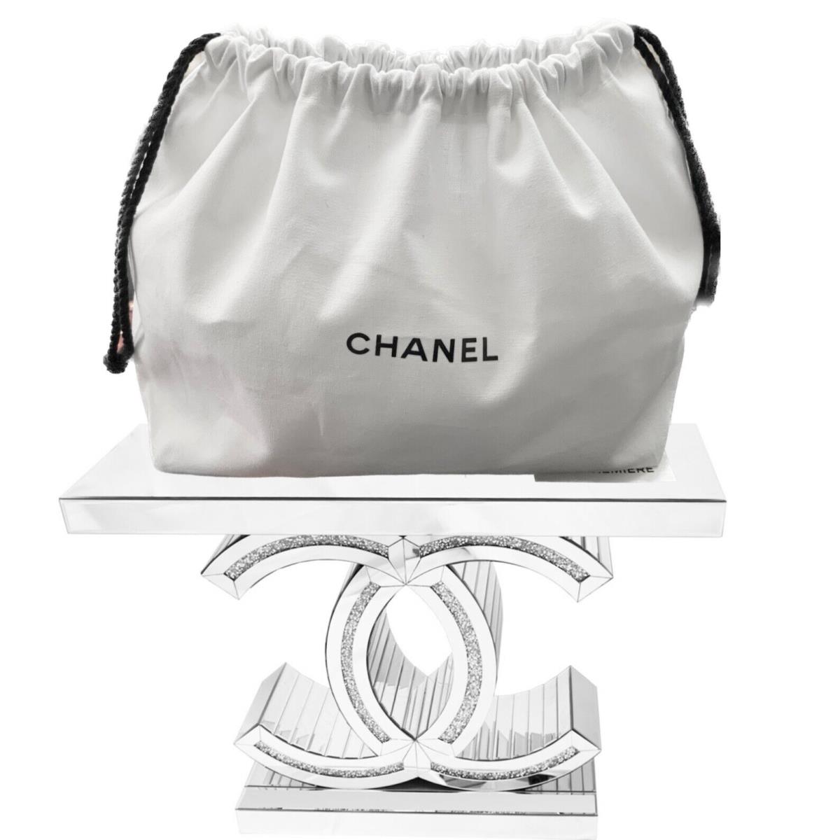 Chanel White Cotton Canvas Drawstring Pouch Cosmetic Bag Storage Bag