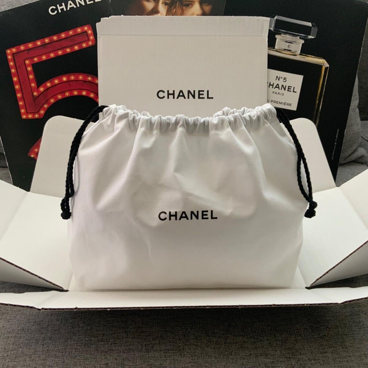 Chanel White Cotton Canvas Drawstring Pouch Cosmetic Bag Storage Bag