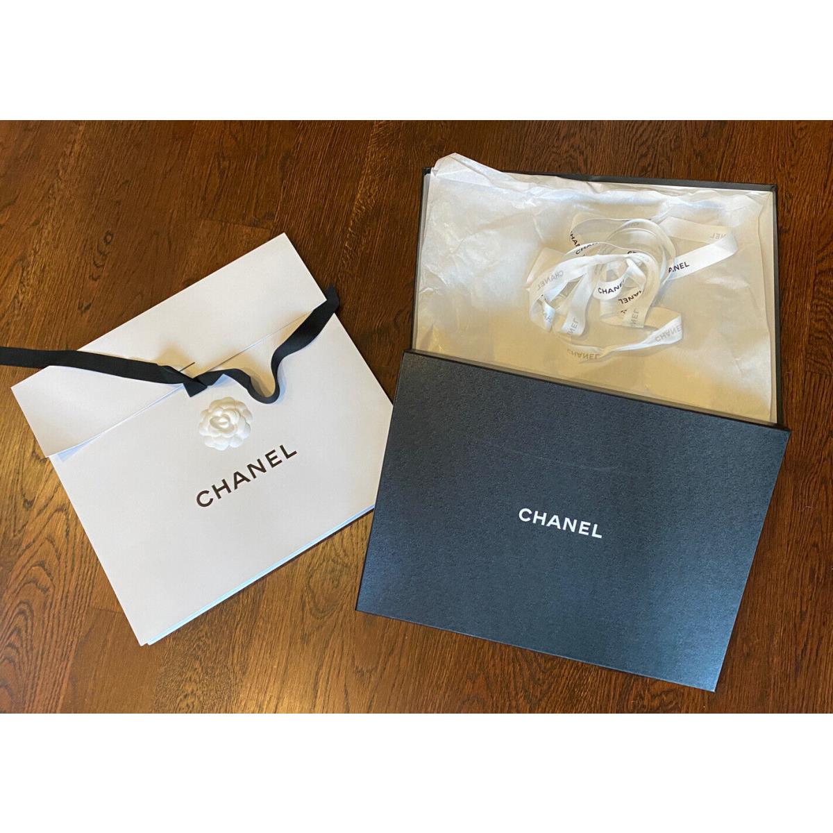 Chanel Signature Empty Shoe and Gift Paper Bag Box w Camellia Flower