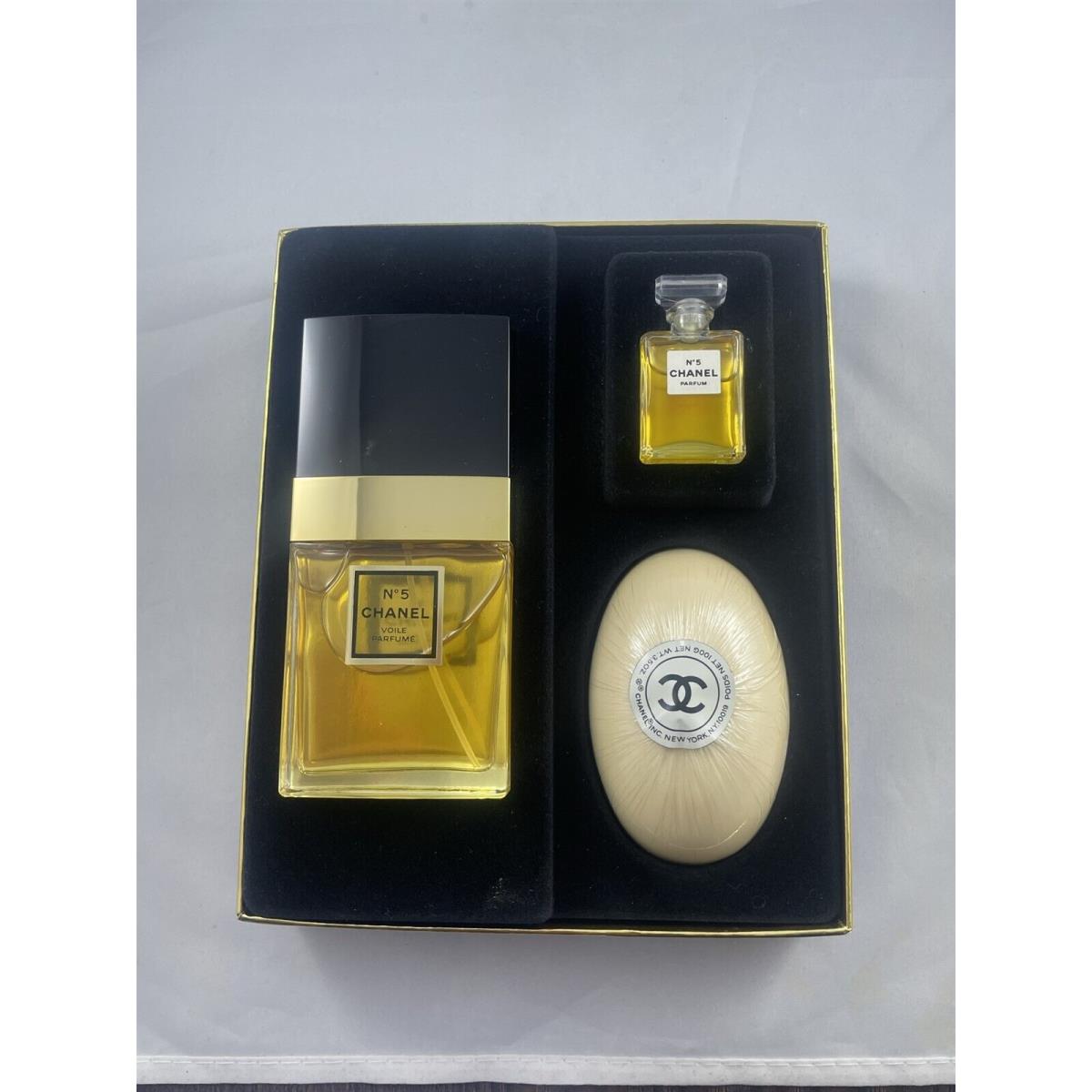 1997 Chanel No. 5 Andy Warhol Perfume Set 1.2 Oz Mist Mini Parfum Bath Soap