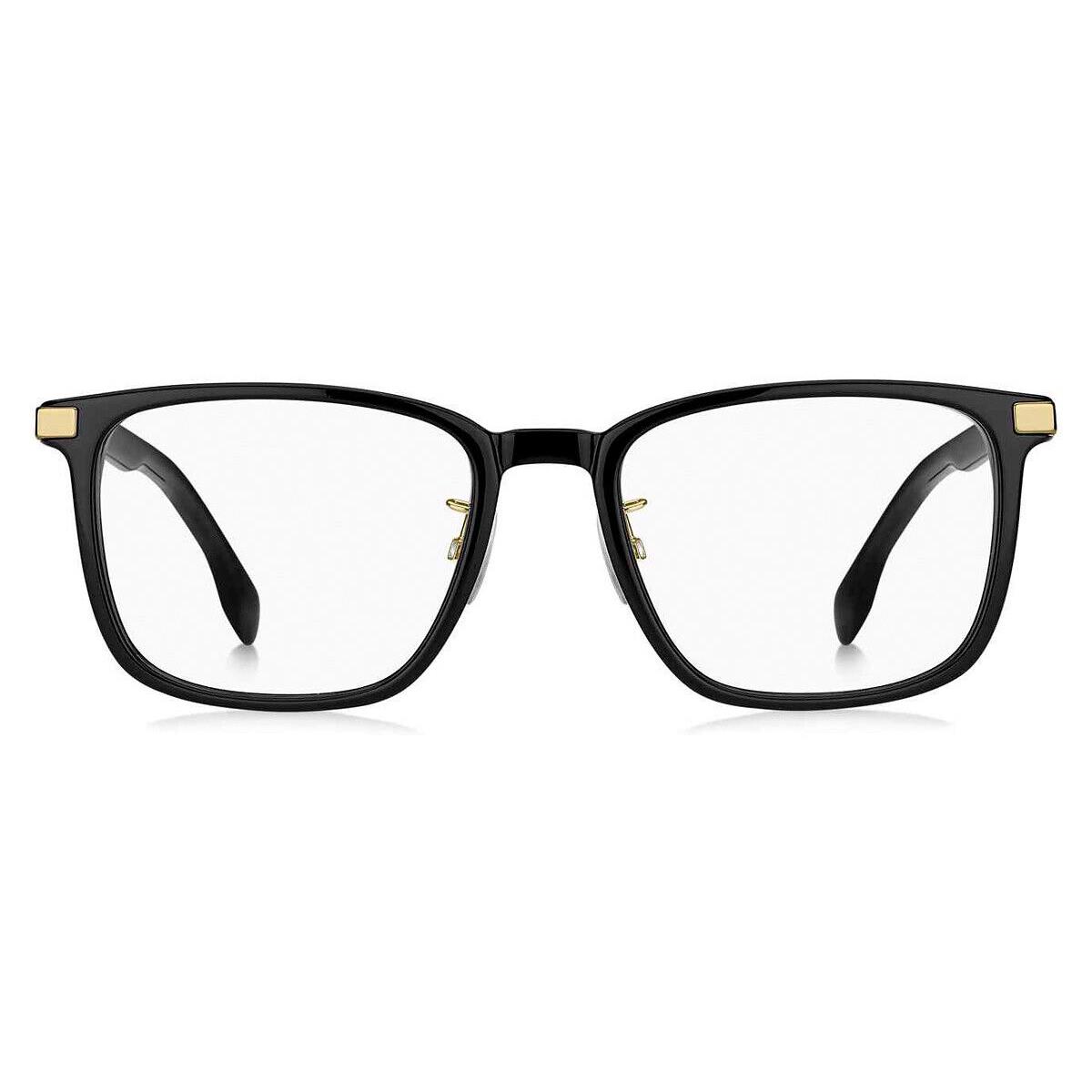 Hugo Boss 1408/F Eyeglasses Men Black Gold Rectangle 54mm