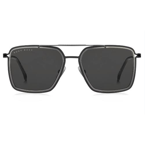 Hugo Boss 1191/S Rzz IR Sunglasses Black Ruthenium Frame Grey Lenses 55mm