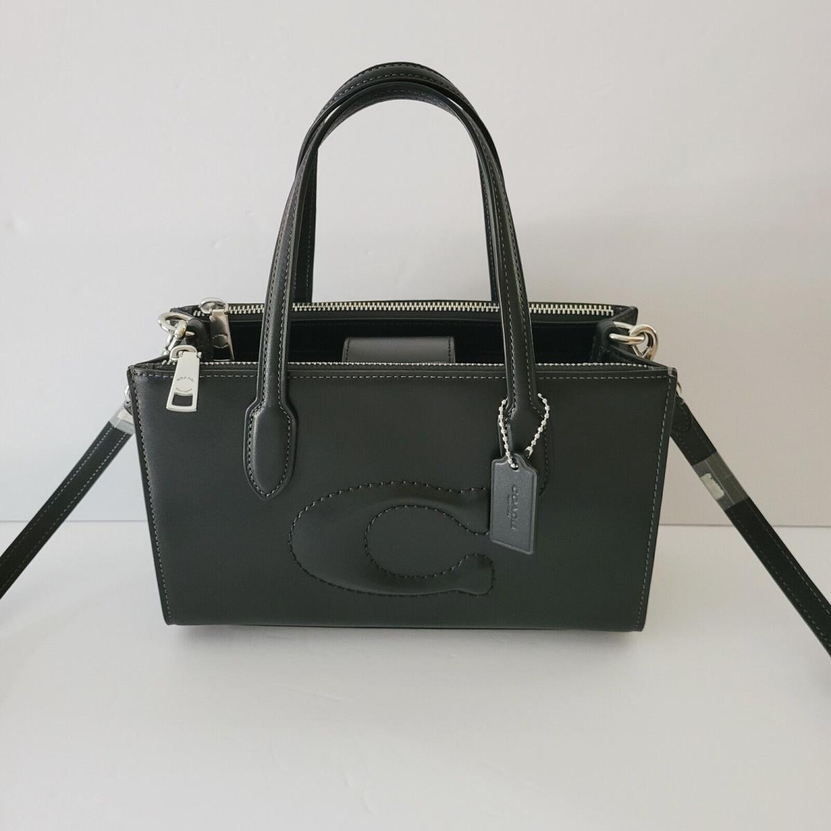 Coach CR097 Debossed C Nina Small Tote Satchel Crossbody Black Handbag