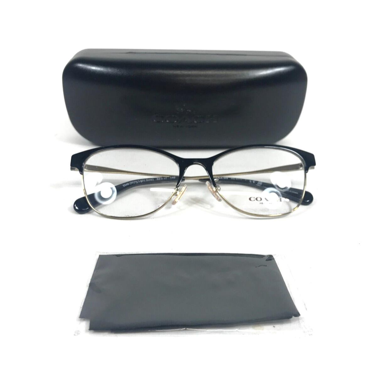 Coach Eyeglasses Frames HC5111 9346 Shiny Light Gold Black Cat Eye 53-17-140