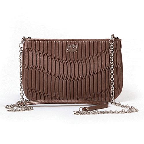 Coach Madison Gathered Leather Zip Crossbody 48498 Silver / Bronze