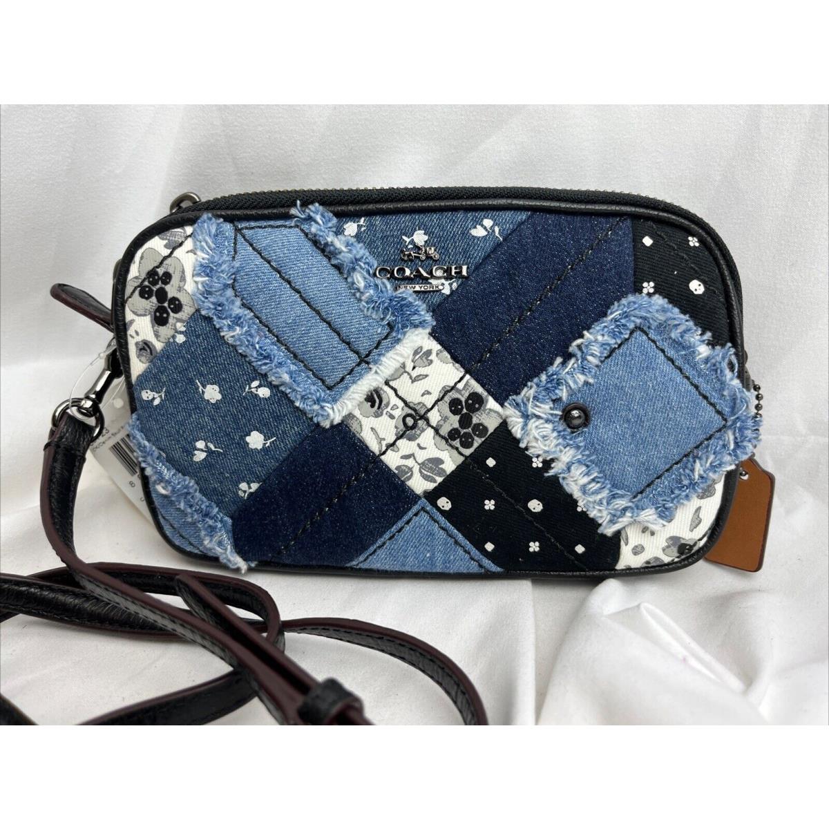 Coach Crossbody Clutch Bag In Canyon Quilt Denim Patchwork Leather 65723