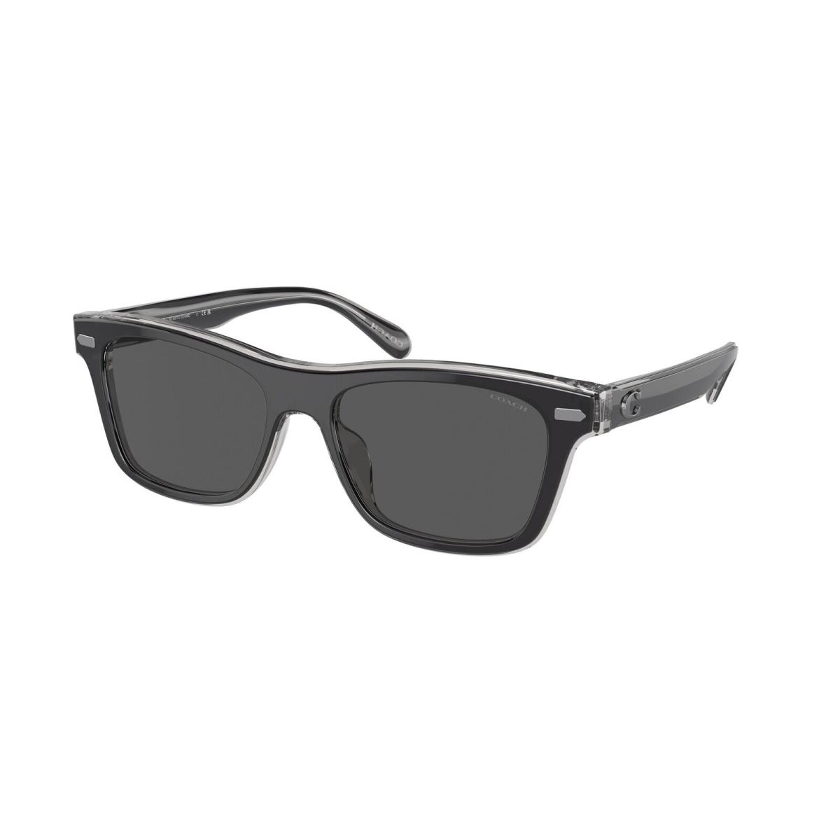 Coach HC8371U 574587 Ch583 Black Trans Grey Grey Solid 54 mm Men`s Sunglasses