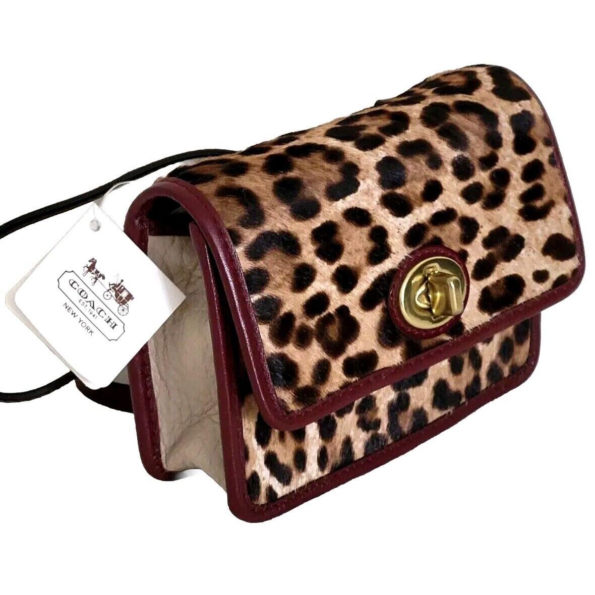 Coach Legacy Leopard Ocelot Calfskin Aubergine Small Crossbody Bag 48019