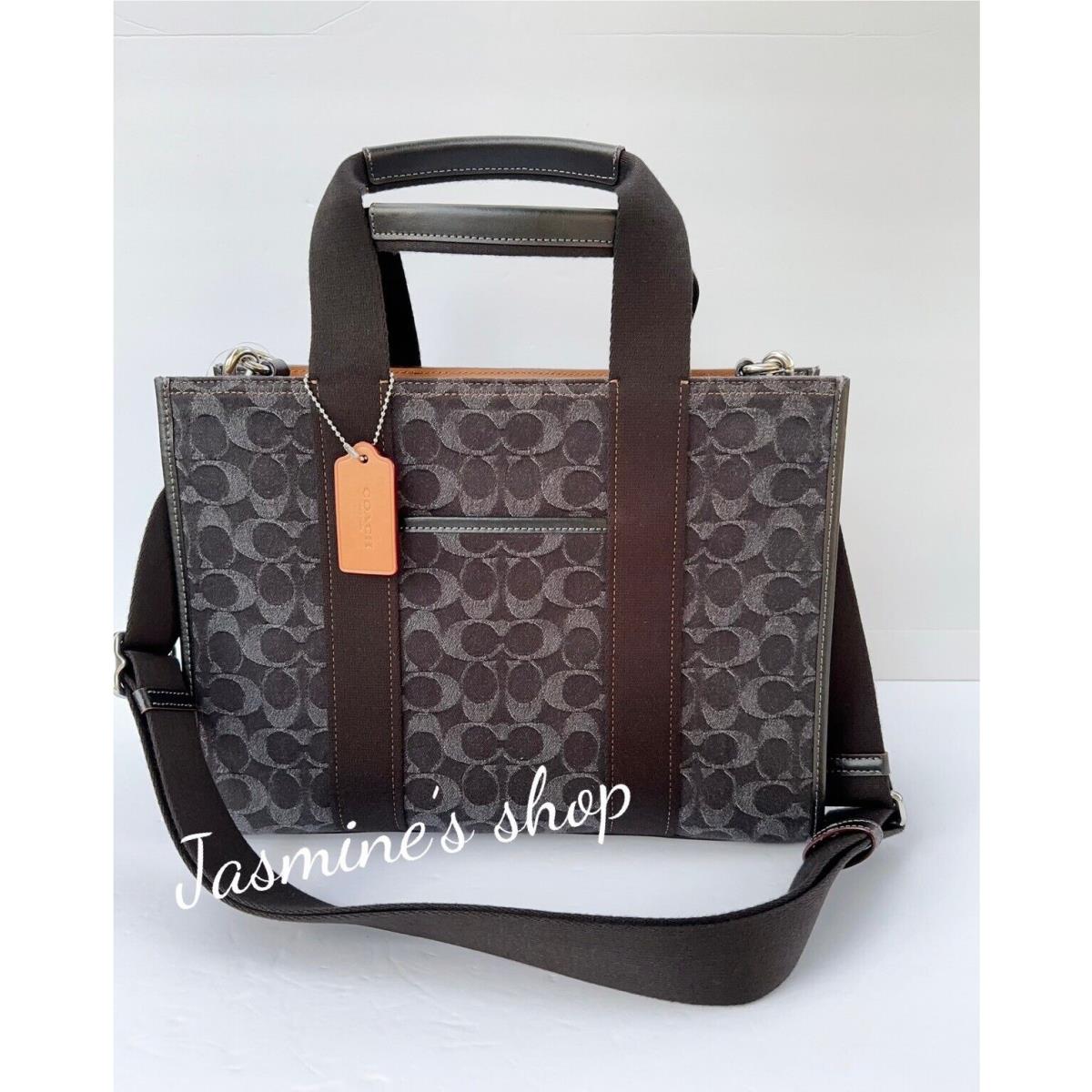 Coach CP105 Smith Tote In Signature Denim Black Canvas Leather Crossbody Bag