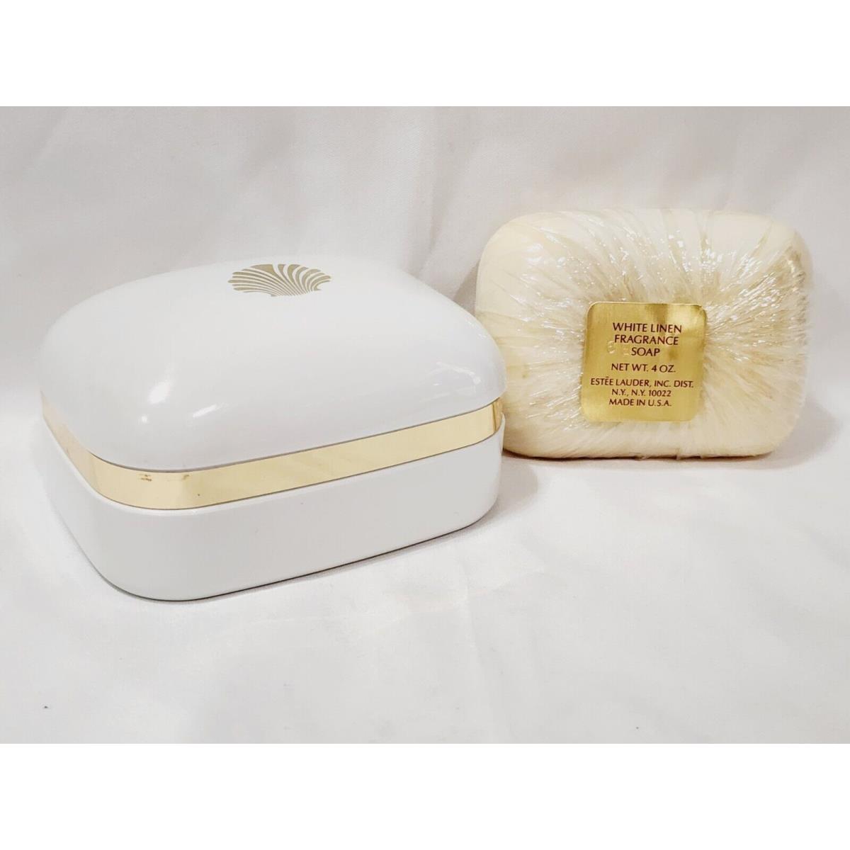 Estee Lauder White Linen Fragrance Soap Bar Body Holder Case Vintage 4 oz