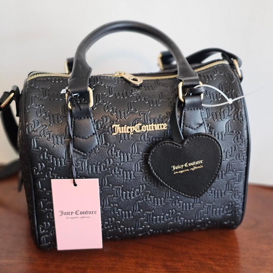 Juicy Couture Bestseller Fame Satchel W/heart Charm Black Liquorice