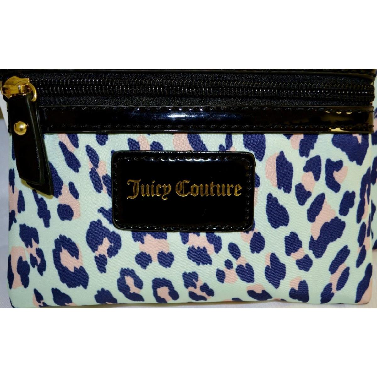 Juicy Couture Make Up Bag Trio Cosmetic Bag Light Blue Animal Print Leopard Pink