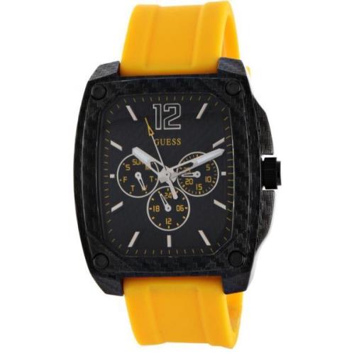 Guess Black Tone Yellow Silicone Band Chronograph Watch W0065G21