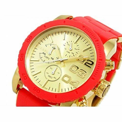 Latest Diesel DZ5305 Unisex Orange/gold Tone Silicone Rubber Watch NO Box