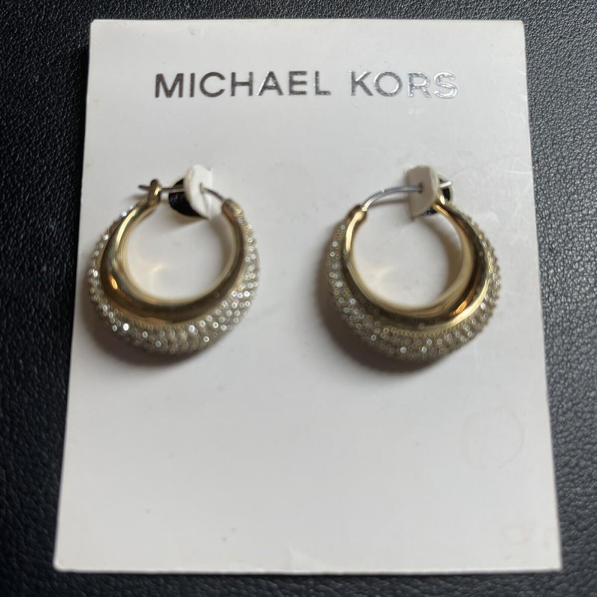 Michael Kors Gold Brilliance Statement Pave` Hoop Earrings Originally