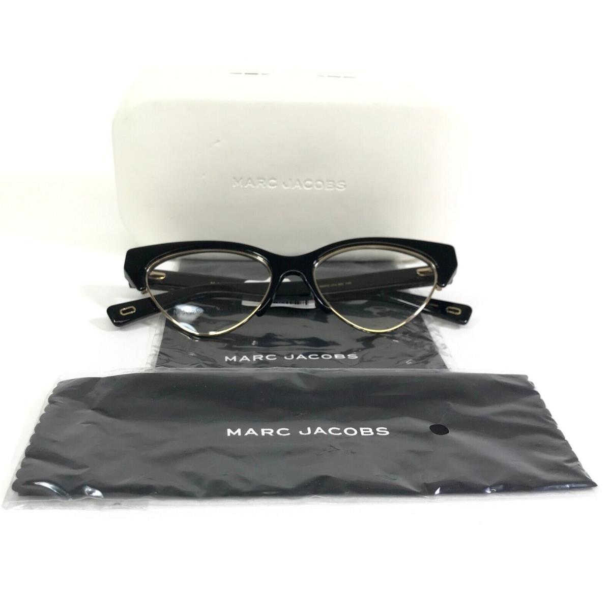 Marc Jacobs Eyeglasses Frames 314 807 Polished Black Gold Cat Eye 50-17-140