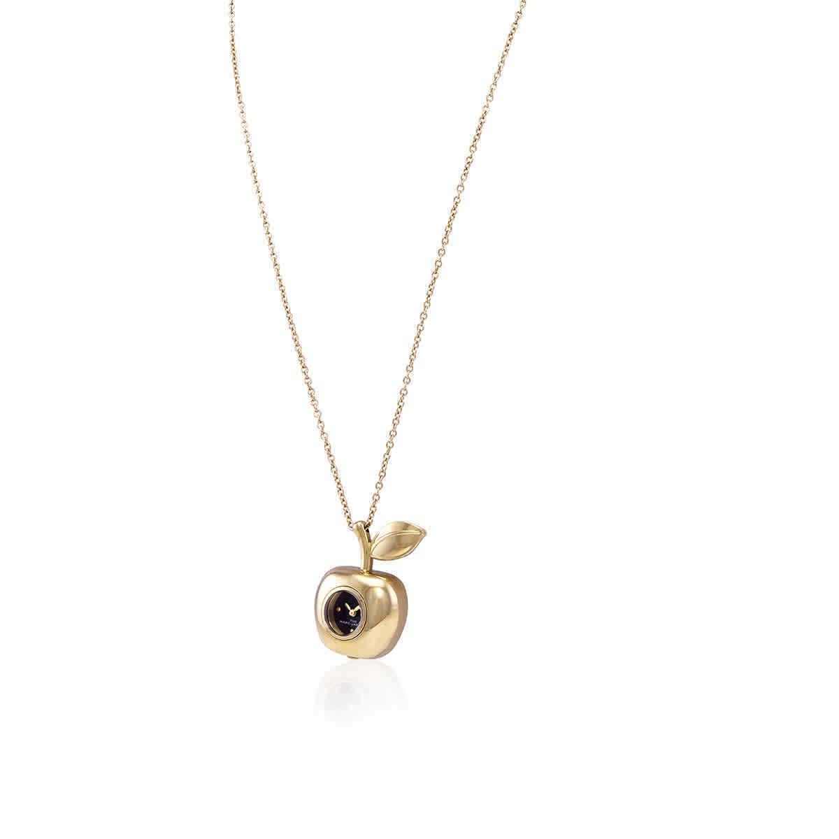 Marc Jacobs Quartz Black Dial The Bauble Apple Pendant Ladies Necklace Watch