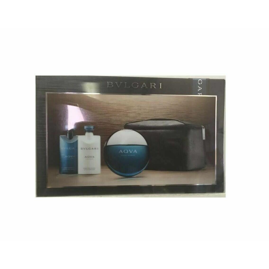 Bvlgari Aqva Pour Homme 3.4 oz Edt Spray+ 2.5 Aftershave+ 2.5 Gel+ Bag Set Rare