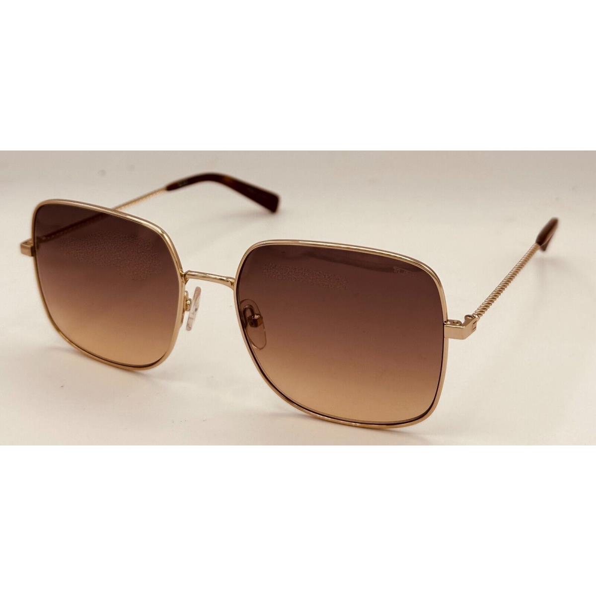 Tumi Womens Gold Square Metal Sunglass Brown Gradient Lens Stu 007