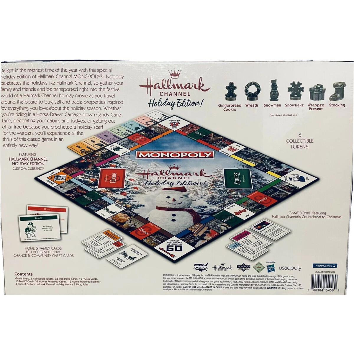 2020 Monopoly Hallmark Channel Holiday Edition Board Game