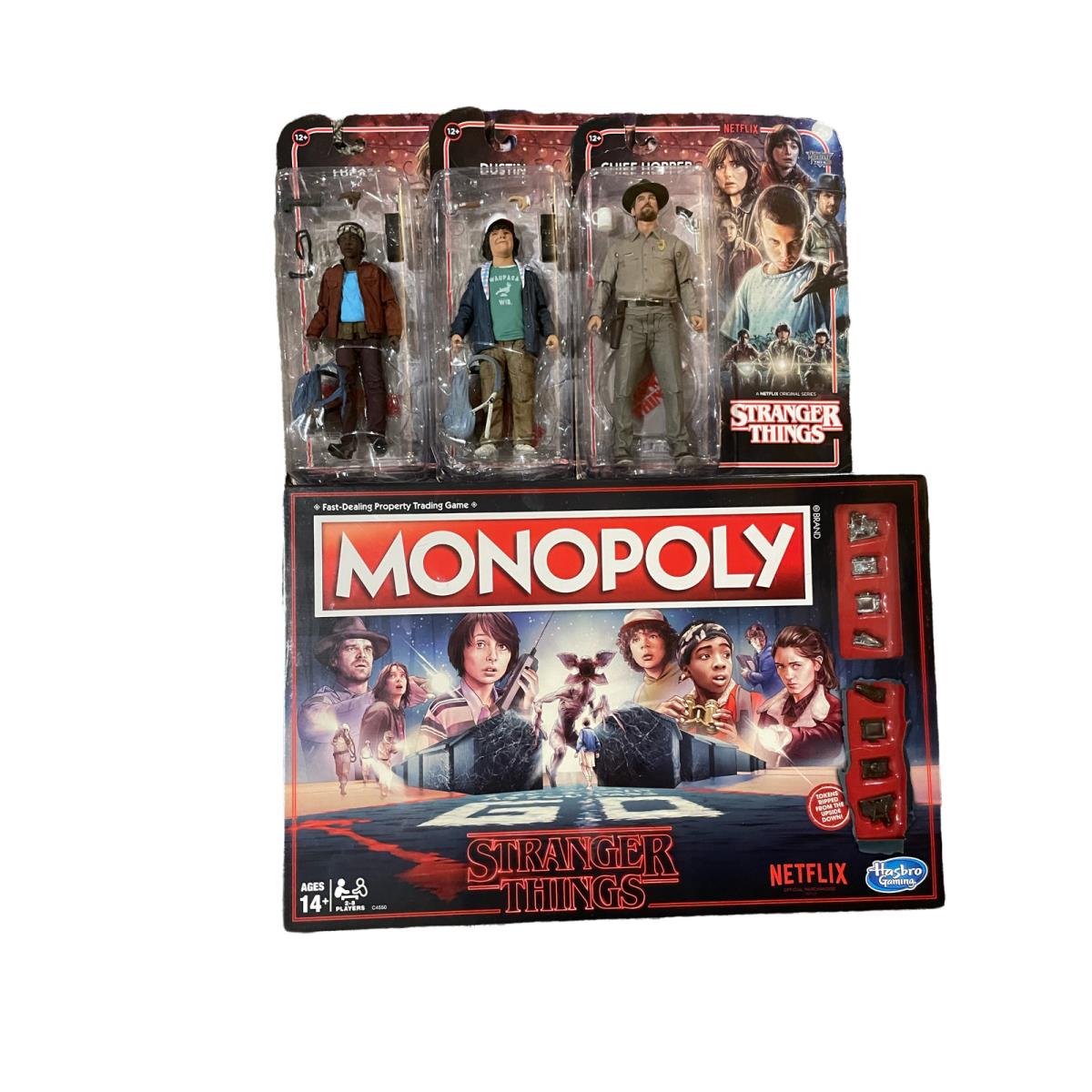Monopoly Stranger Things Edition Board Game and 3 Action Figures