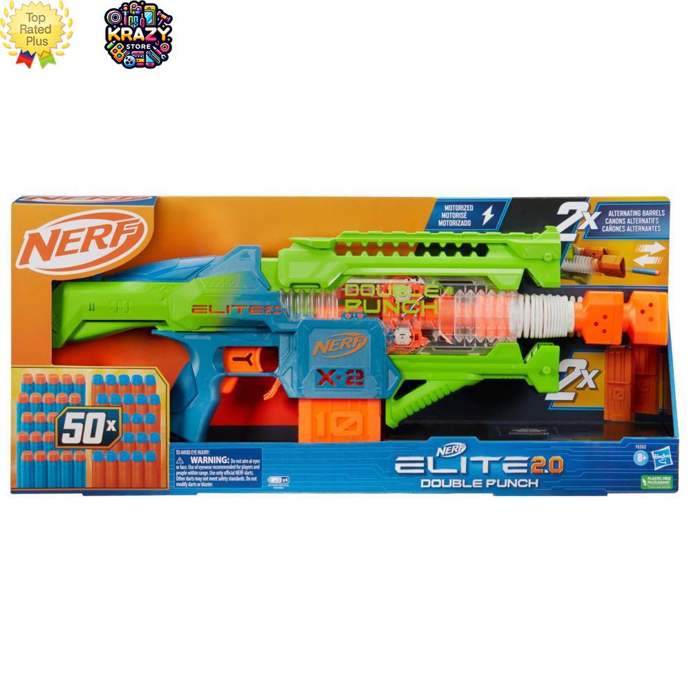 Nerf Elite 2.0 Double Punch Motorized Toy Blaster - Includes 50 Darts For Endles