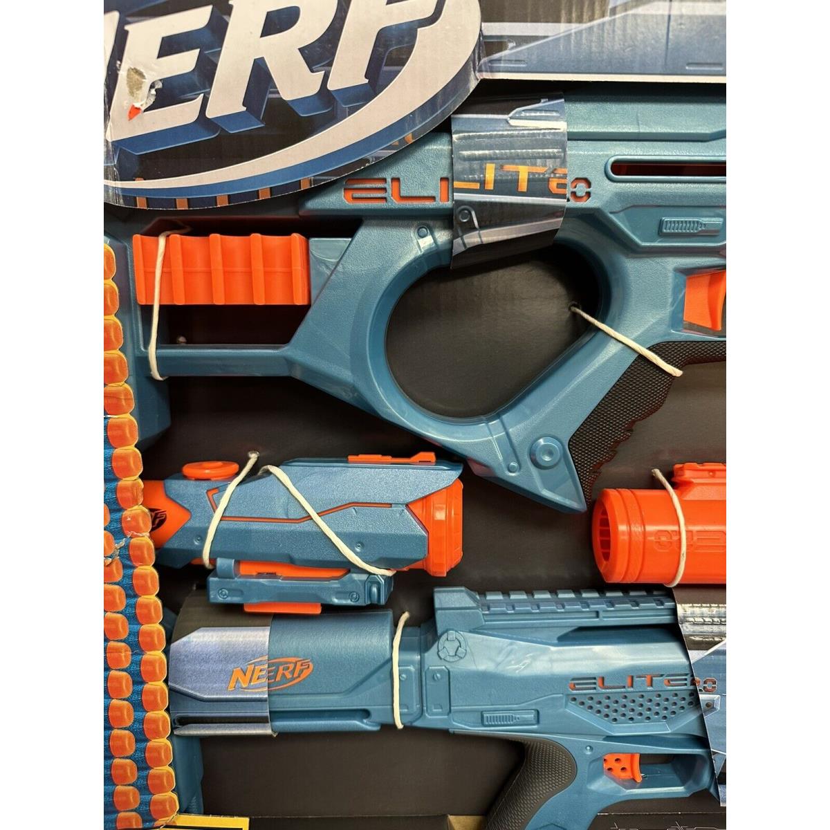 Hasbro Nerf Elite 2.0 Ultimate Blaster 3 Pack with 50 Darts Box Damage