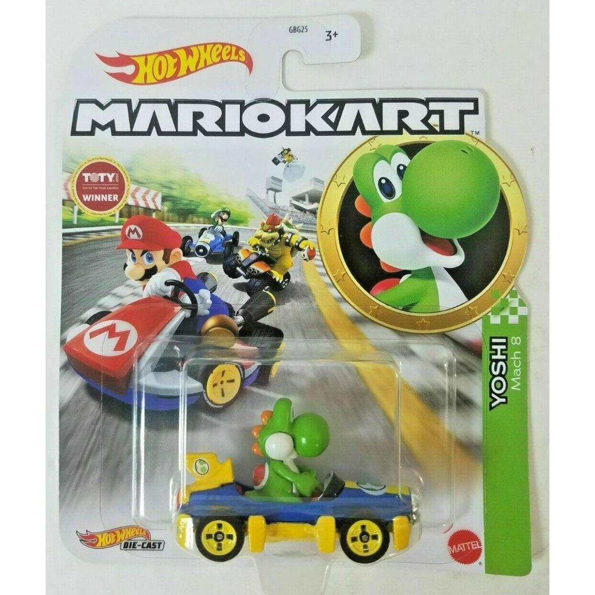 Mario Hot Wheels Mariokart Kart Diecast Car Vehicle Choose 2021 2022 2023 2024 + GLP39, YOSHI Mach-8